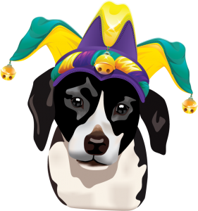 a mardi gras/carnival dog